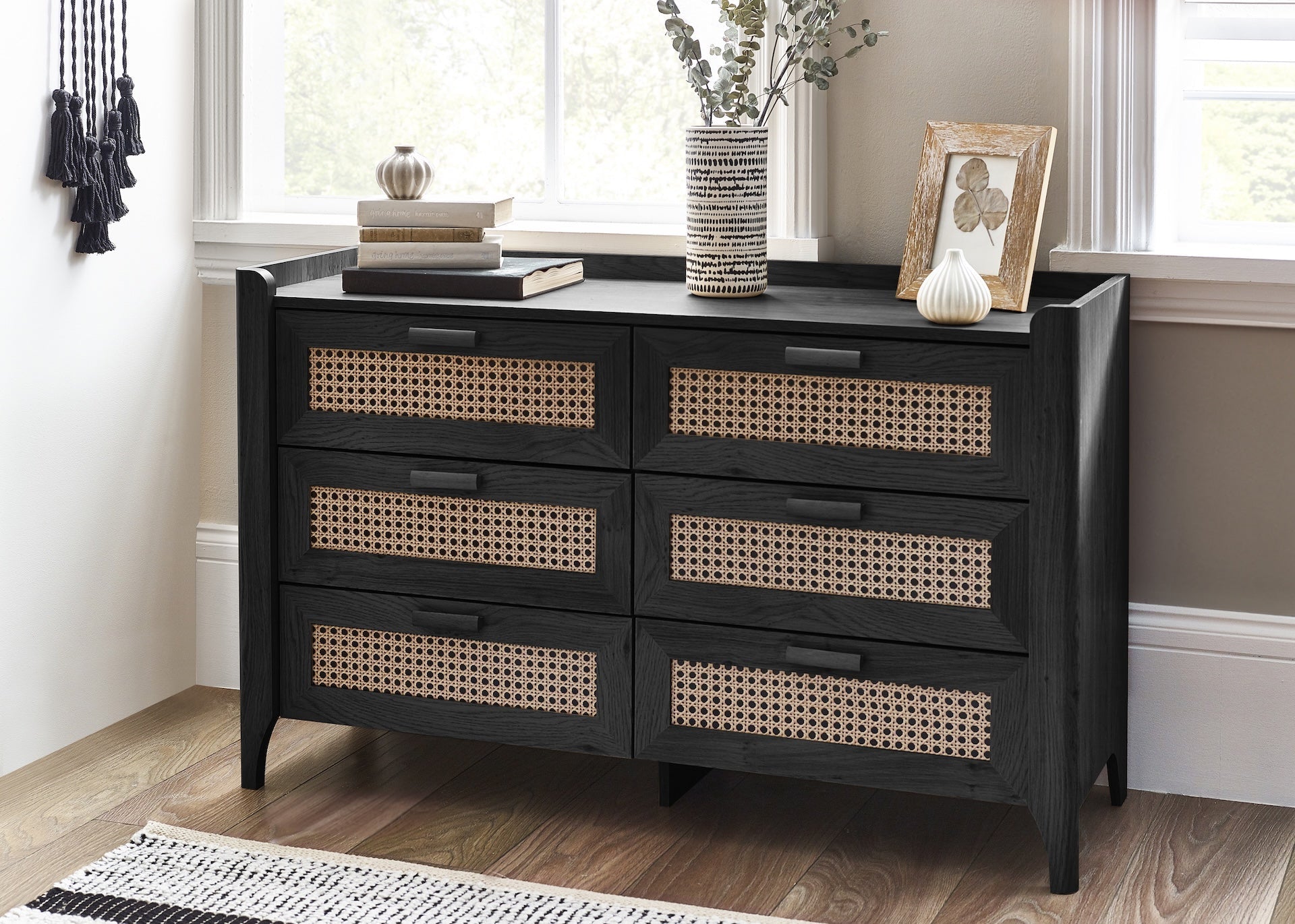 Sydney 6 Drawer Wide Chest - Black Ash – Julian Bowen, view 2