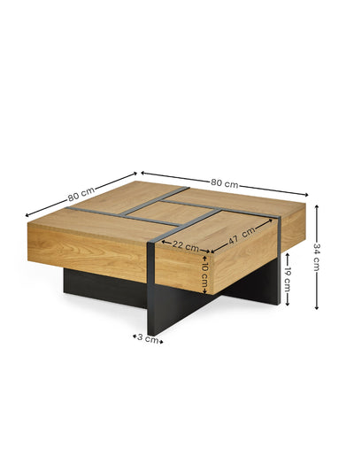 Tahoe 80cm Square Storage Coffee Table – Light Oak Effect