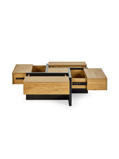Tahoe 80cm Square Storage Coffee Table – Light Oak Effect