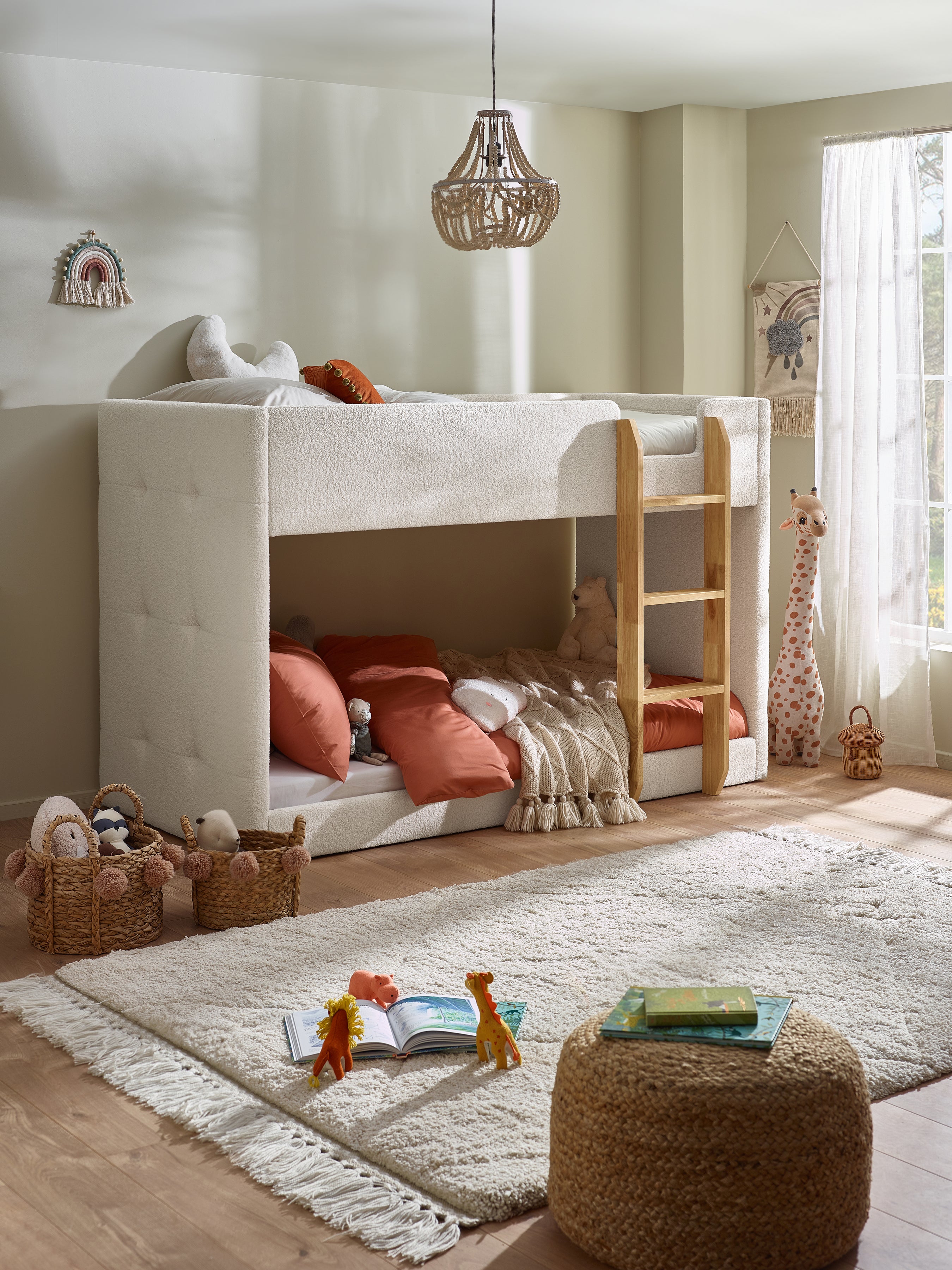 Teddy Upholstered Bunk Bed – Cream Boucle