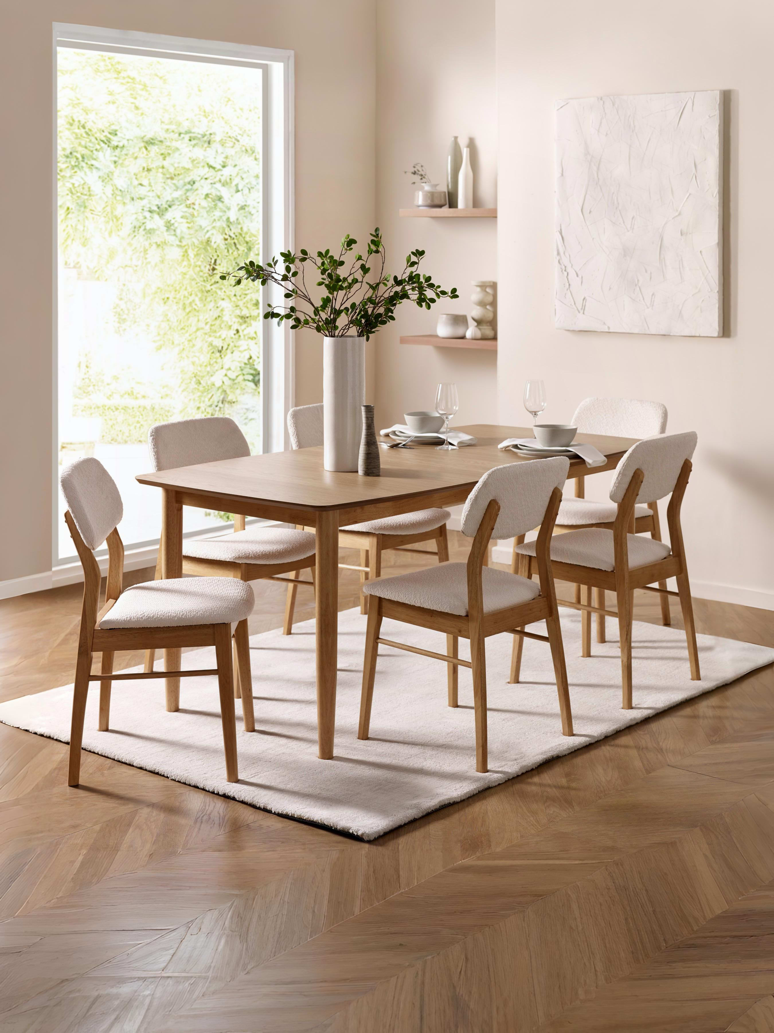 Theia White Boucle Upholstered Dining Chairs (Set of 2)