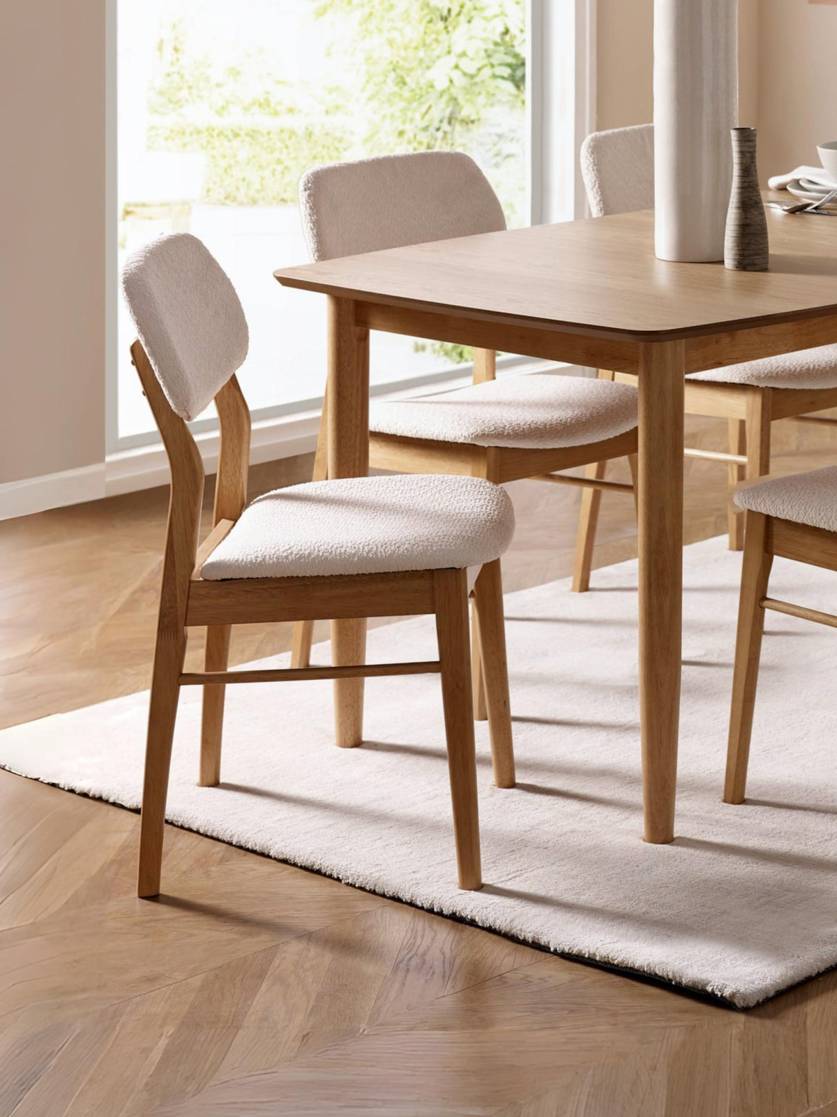Theia White Boucle Upholstered Dining Chairs (Set of 2)