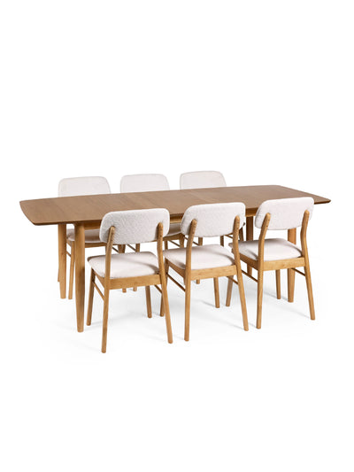 Theia Dining Set 180-220cm Extending Dining Table with 6 Chairs – Viola Oak Effect