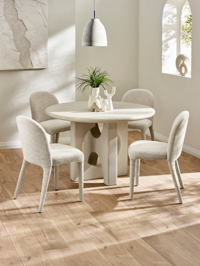 Thyra Round 4 Seater Dining Table – Grey Stone Effect