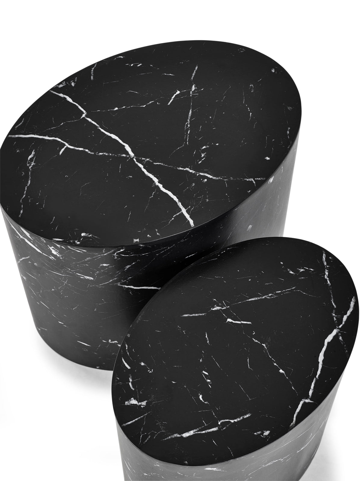 Toba Nest of 2 Black Marble Effect Tables