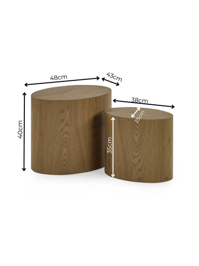 Toba Light Oak Effect Nest of 2 Tables