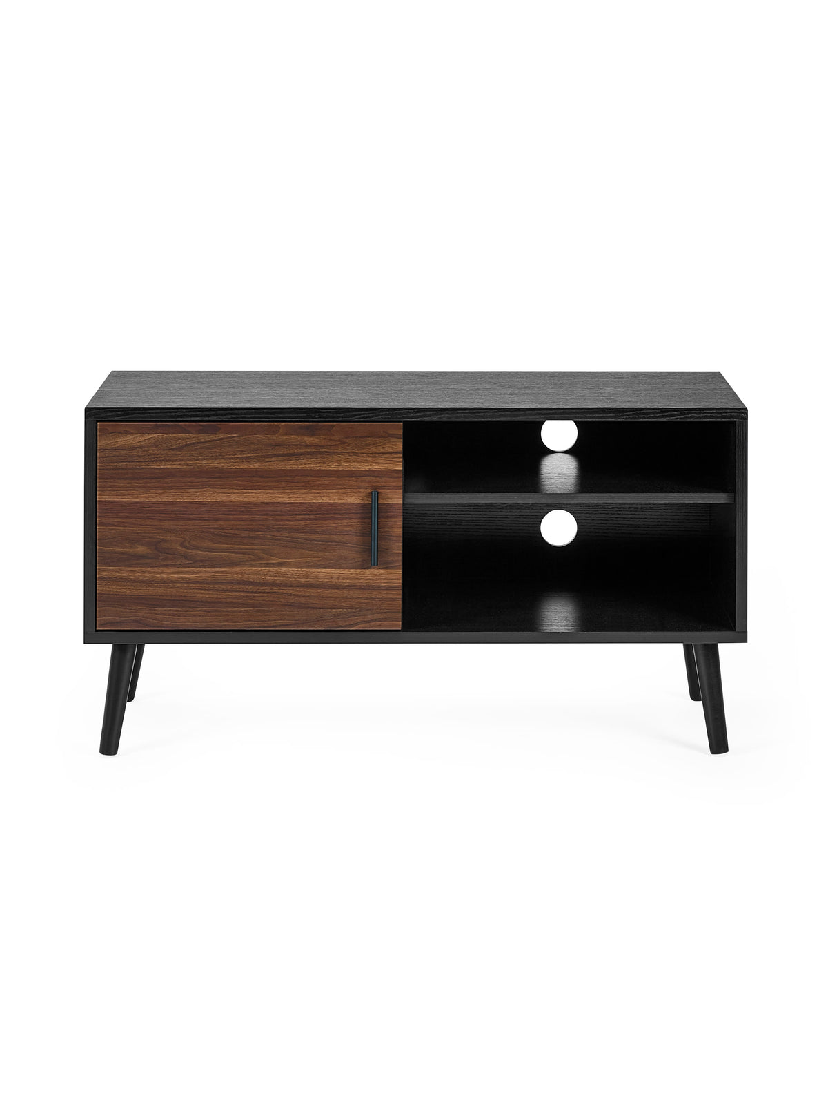 Trent Walnut and Black Small TV Stand Up to 43" – Walnut Effect