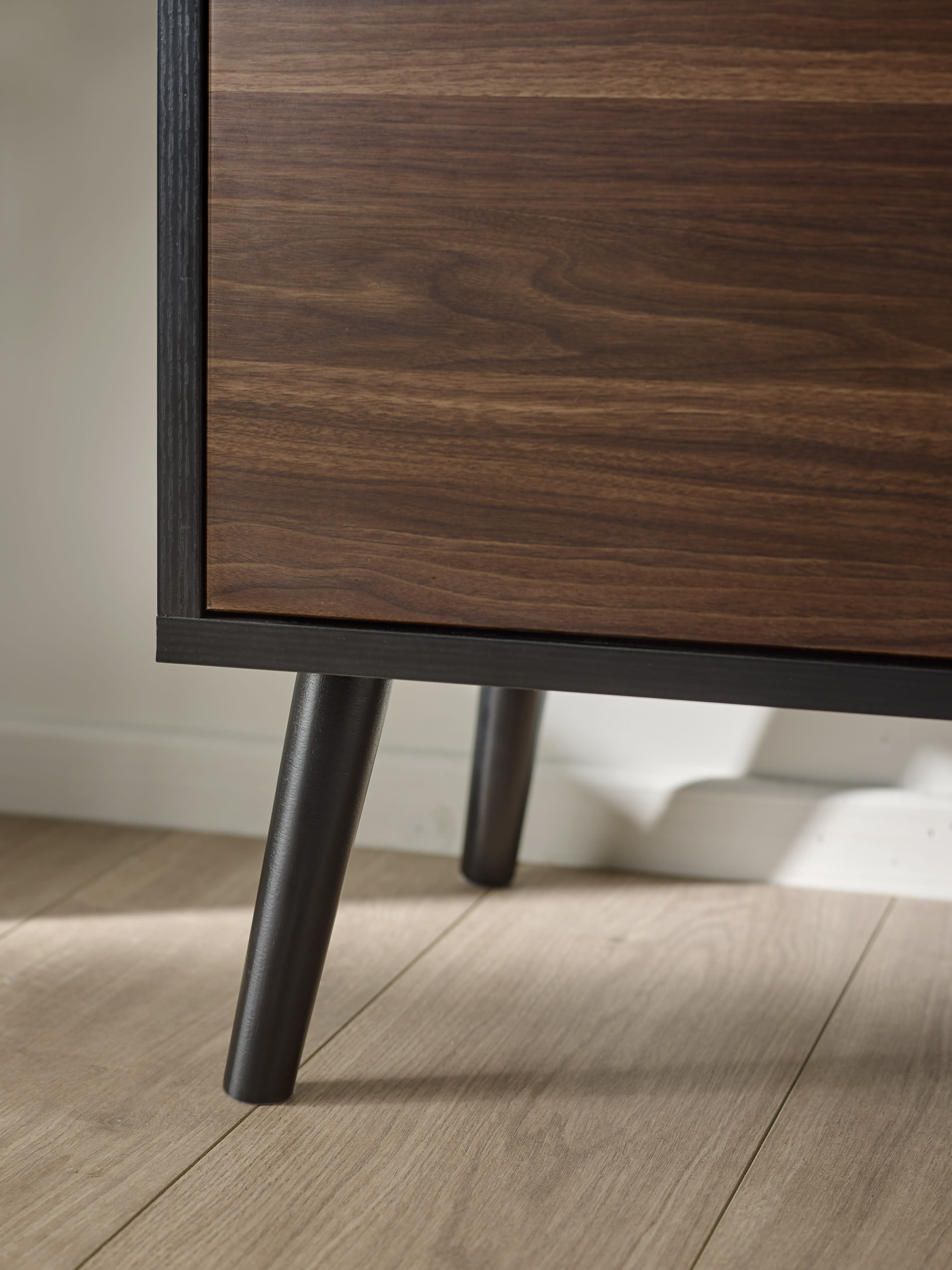 Trent Walnut and Black Small TV Stand Up to 43" – Walnut Effect