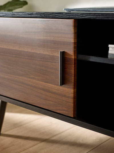 Trent Walnut and Black Small TV Stand Up to 43" – Walnut Effect
