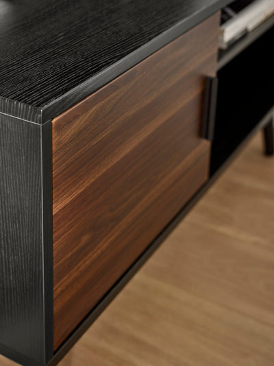 Trent Walnut and Black Small TV Stand Up to 43" – Walnut Effect