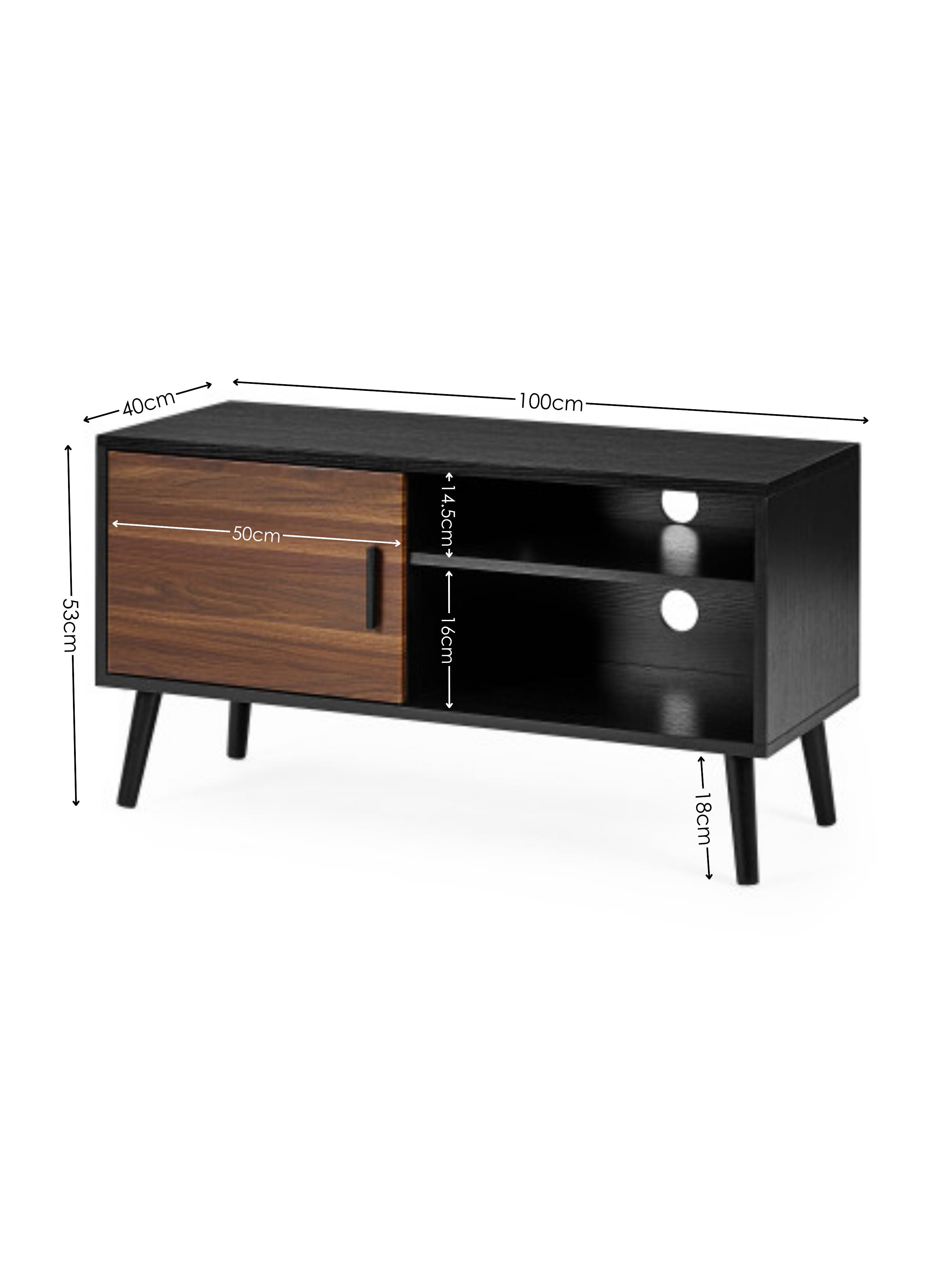 Trent Walnut and Black Small TV Stand Up to 43" – Walnut Effect