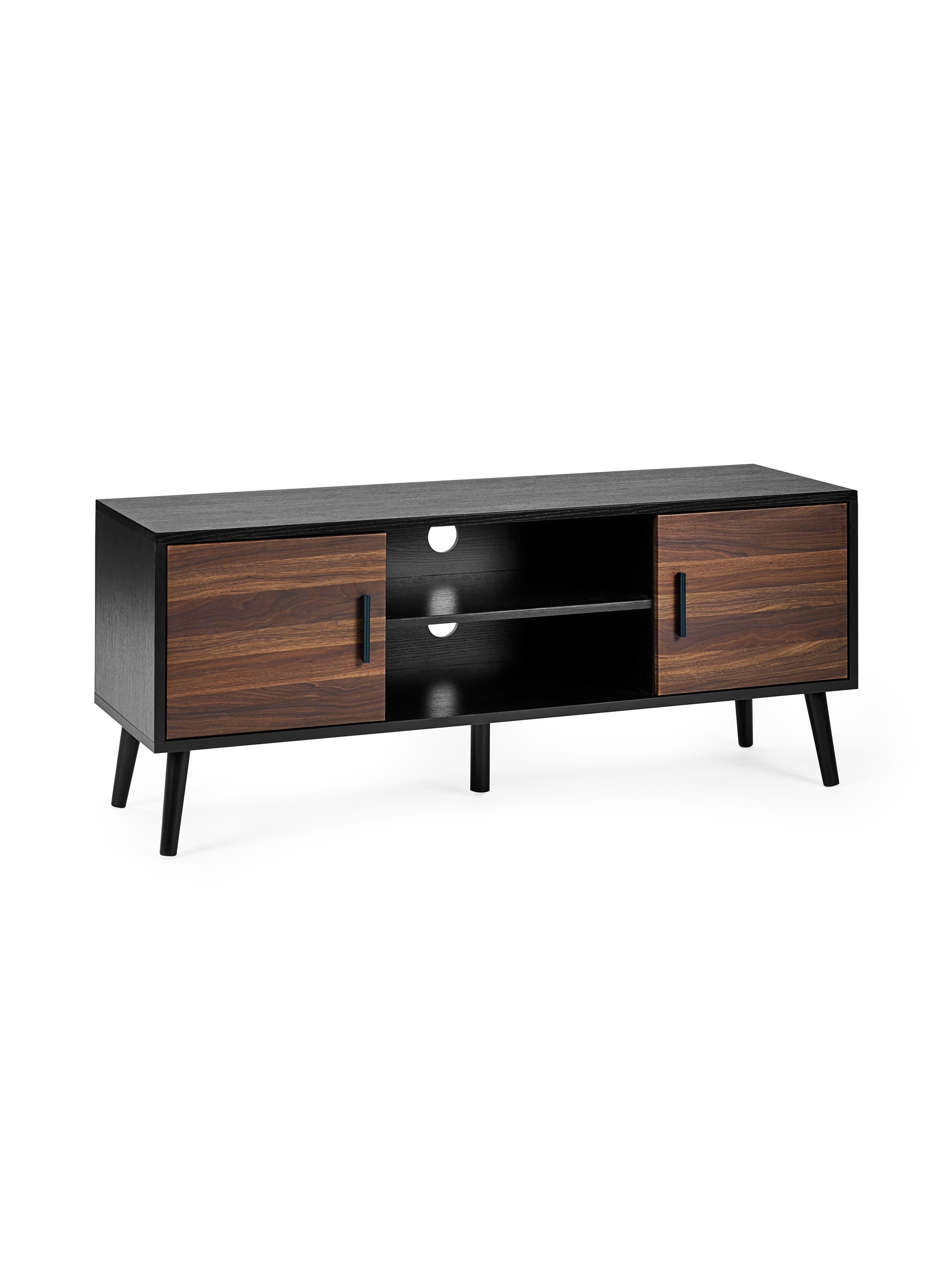 Trent Walnut and Black Large TV Stand Up to 55" – Walnut Effect