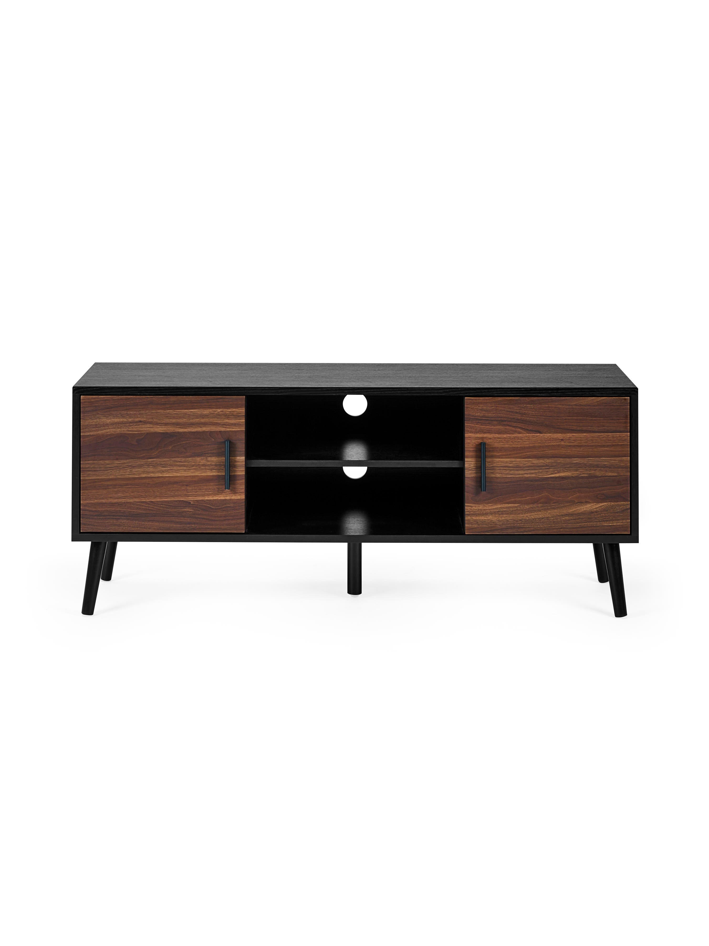 Trent Walnut and Black Large TV Stand Up to 55" – Walnut Effect
