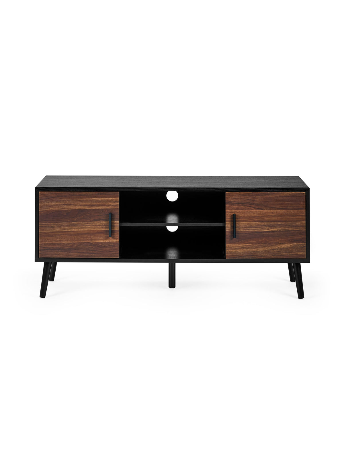 Trent Walnut and Black Large TV Stand Up to 55" – Walnut Effect