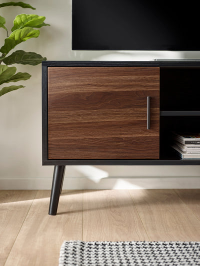 Trent Walnut and Black Large TV Stand Up to 55" – Walnut Effect