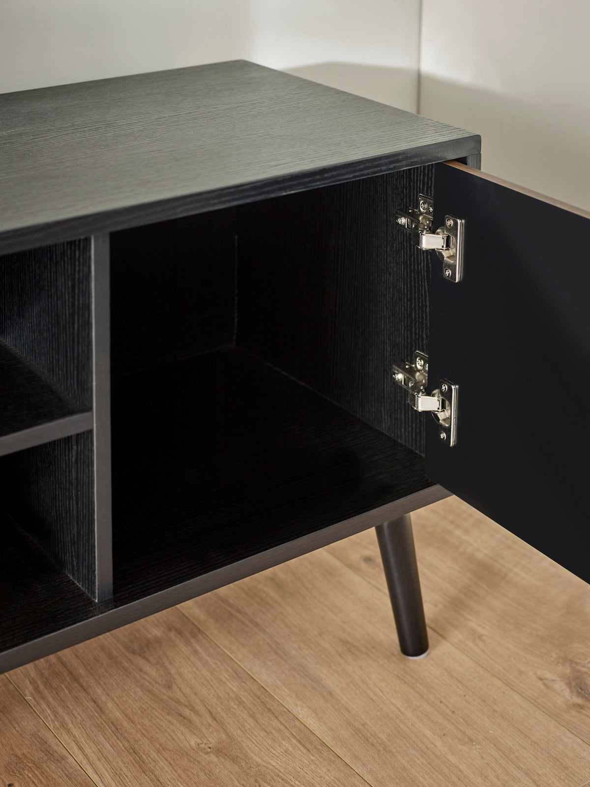 Trent Walnut and Black Large TV Stand Up to 55" – Walnut Effect