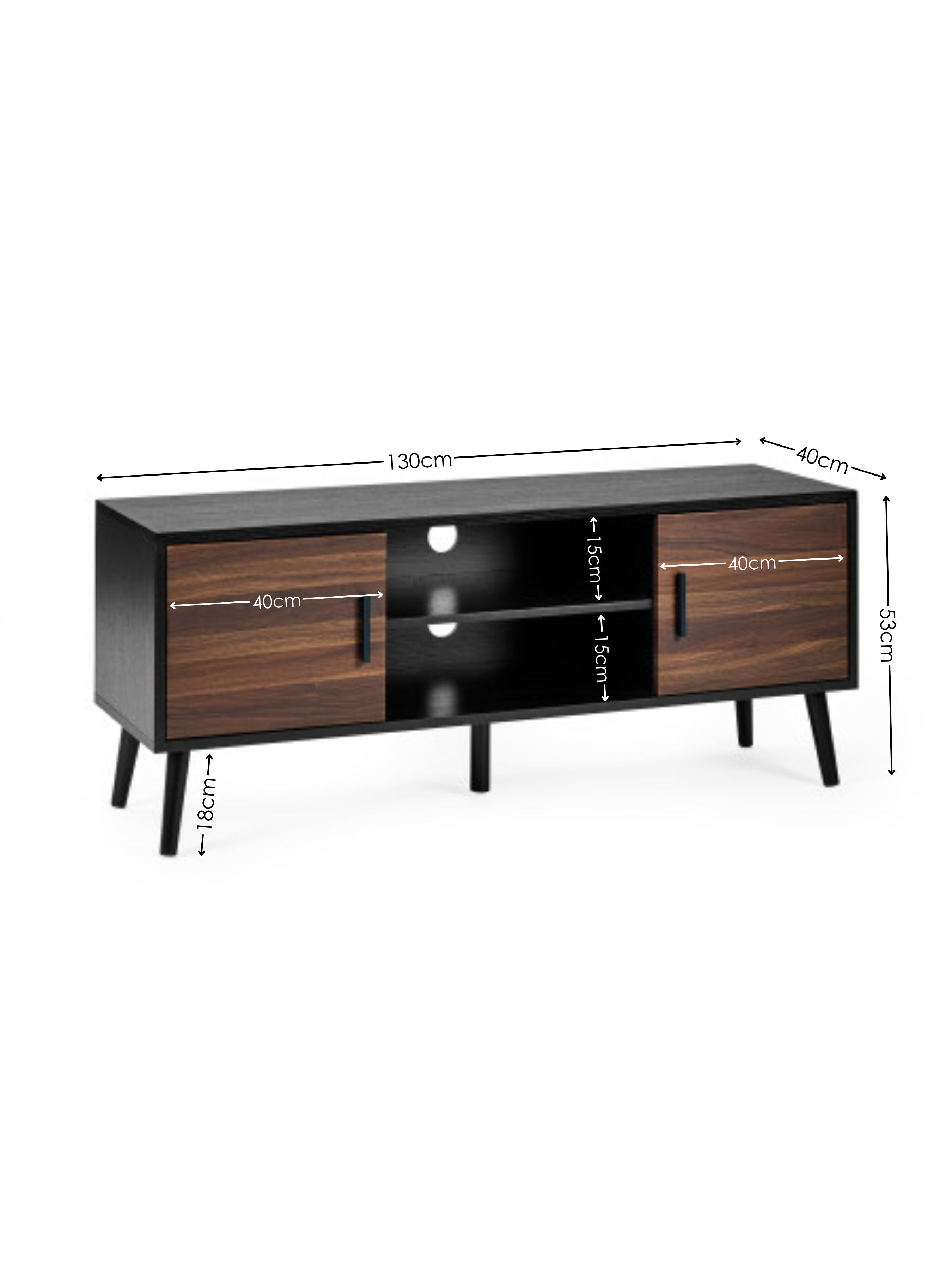 Trent Walnut and Black Large TV Stand Up to 55" – Walnut Effect
