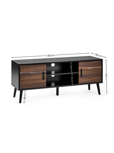 Trent Walnut and Black Large TV Stand Up to 55" – Walnut Effect