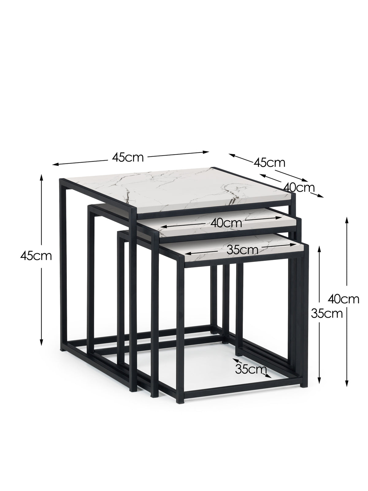 Tribeca Nest Of 3 Tables - White Marble