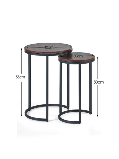 Tribeca Round Nesting Side Tables Walnut