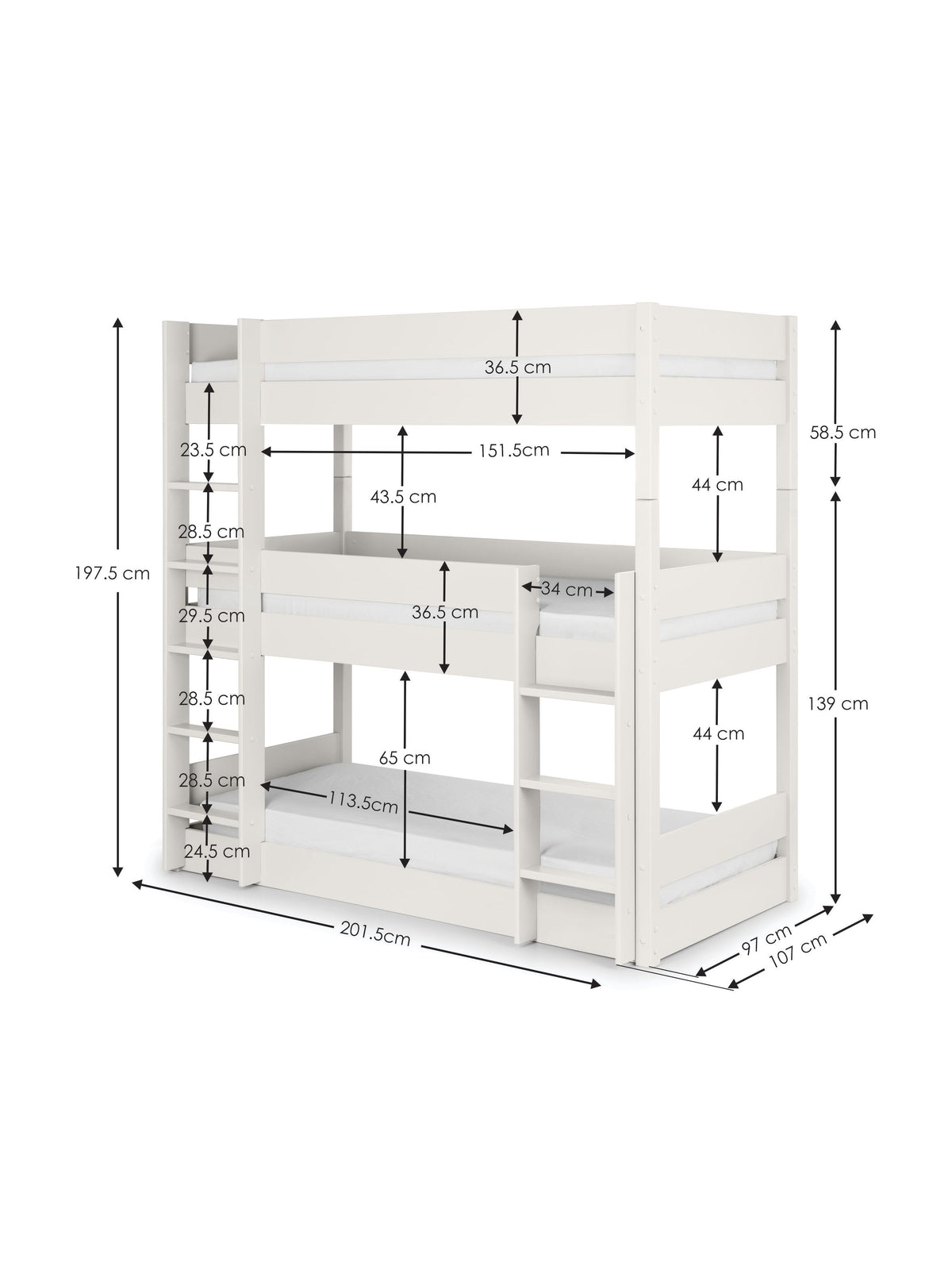 Trio Bunk - Surf White