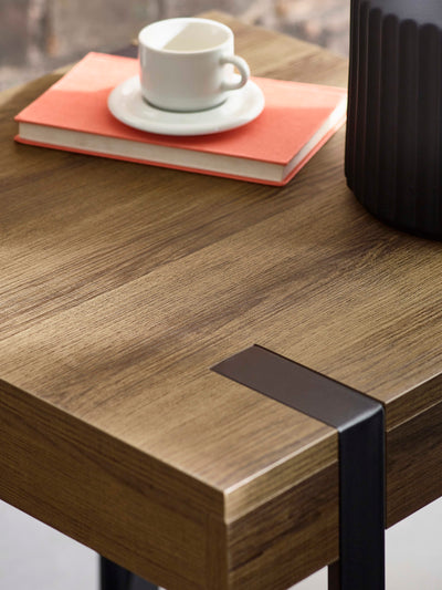 Troy 50cm Side Table – Rustic Wood Effect