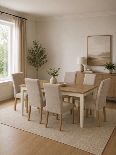 Valencia Upholstered Dining Chair (Set of 2) – Cream Chenille