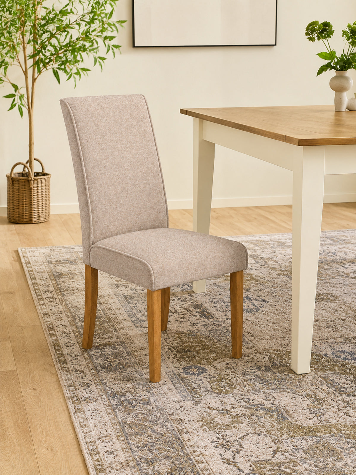 Valencia Upholstered Dining Chair (Set of 2) – Cream Chenille