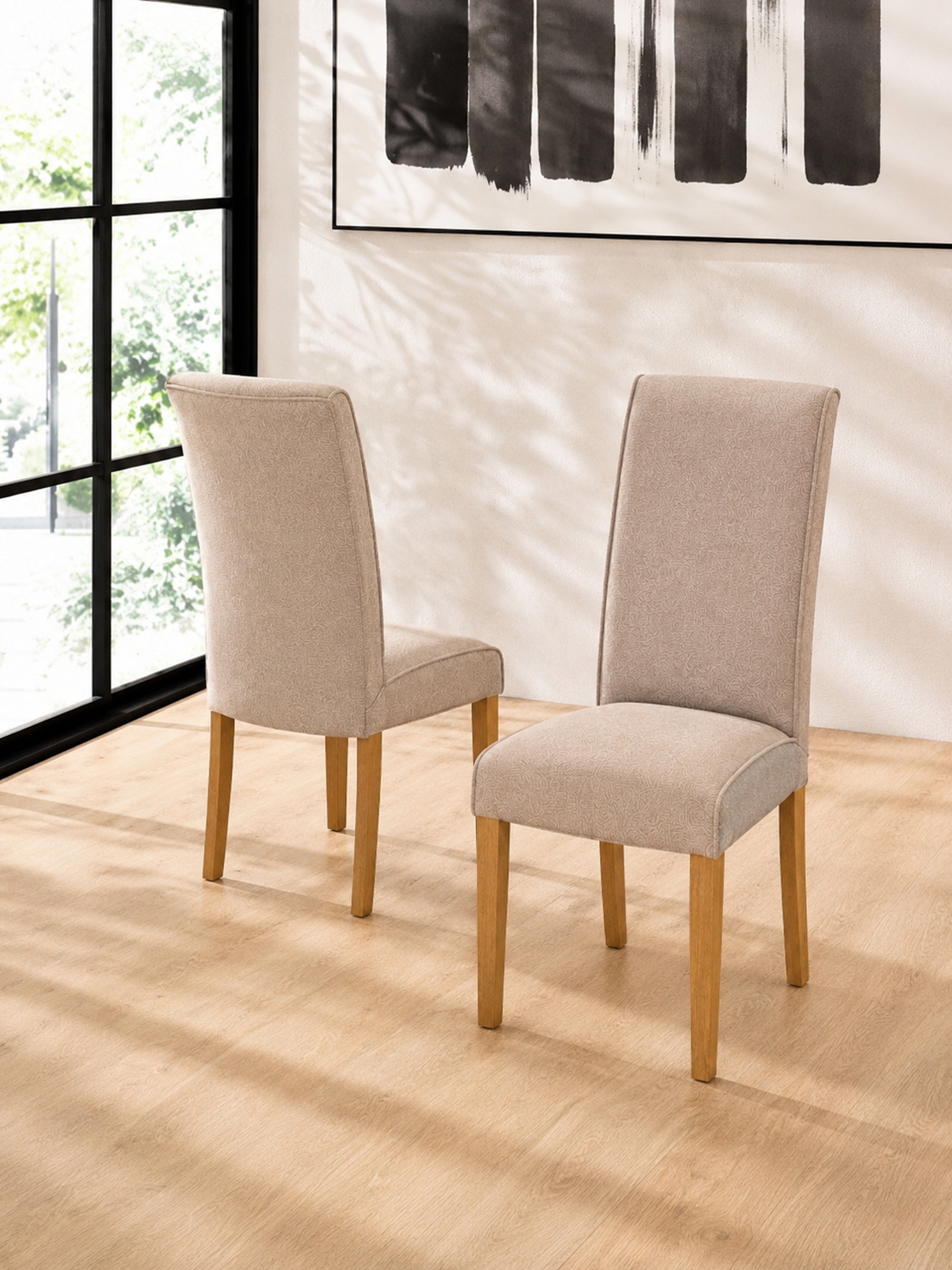 Valencia Upholstered Dining Chair (Set of 2) – Cream Chenille