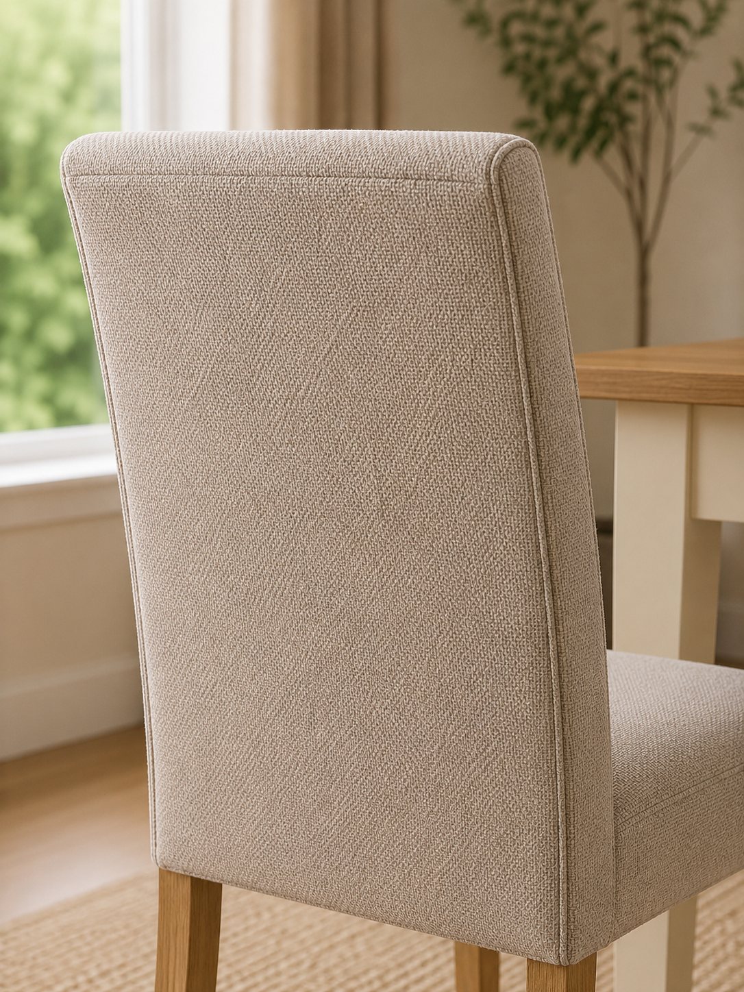 Valencia Upholstered Dining Chair (Set of 2) – Cream Chenille