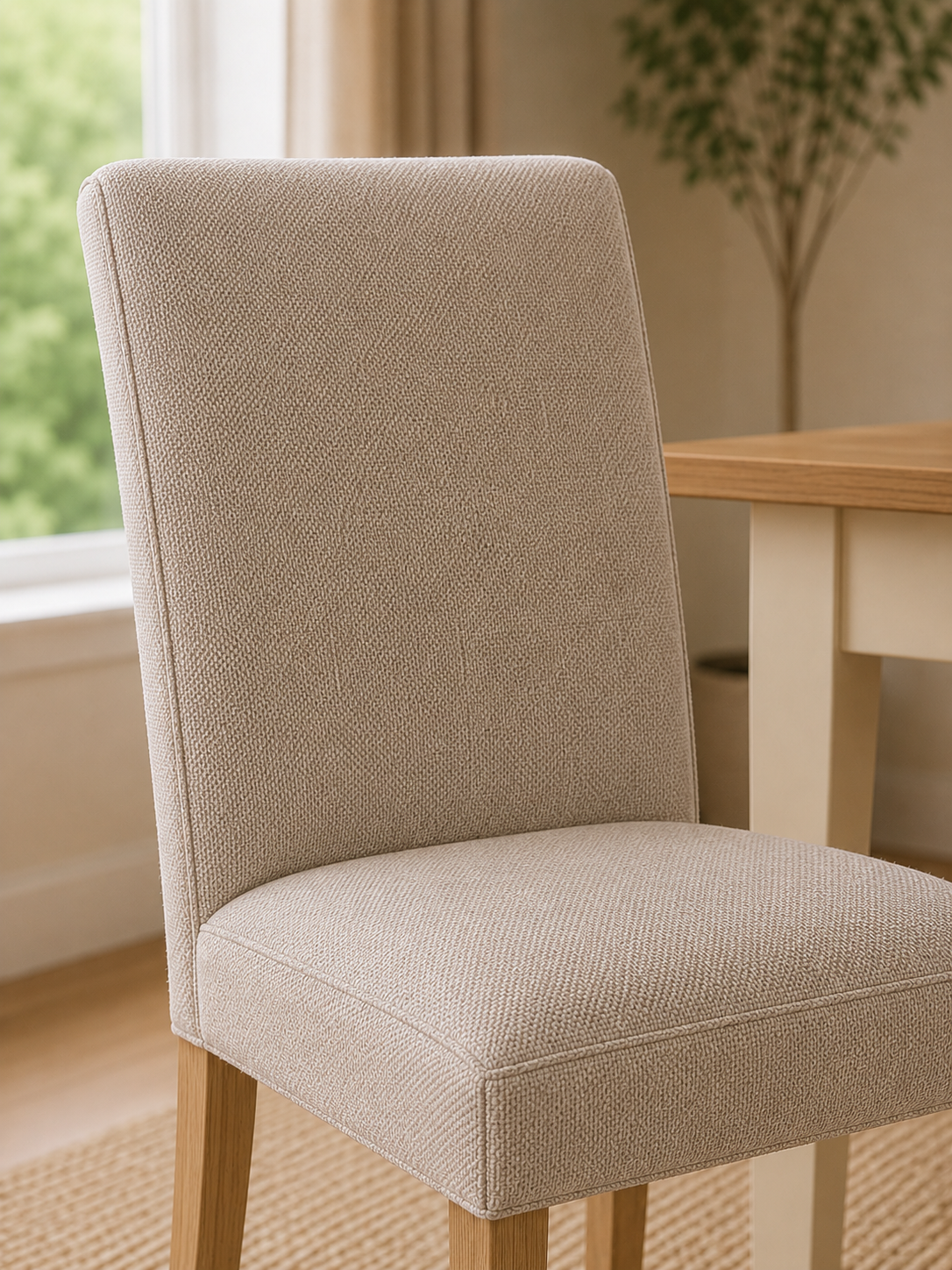 Valencia Upholstered Dining Chair (Set of 2) – Cream Chenille