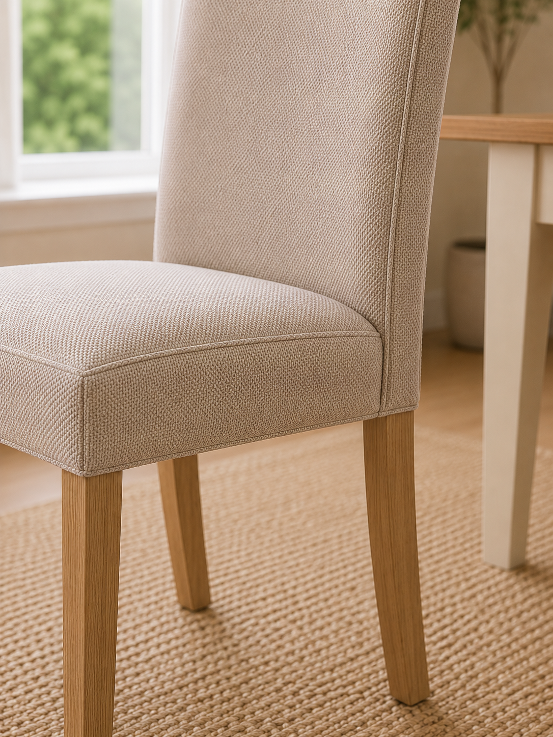 Valencia Upholstered Dining Chair (Set of 2) – Cream Chenille