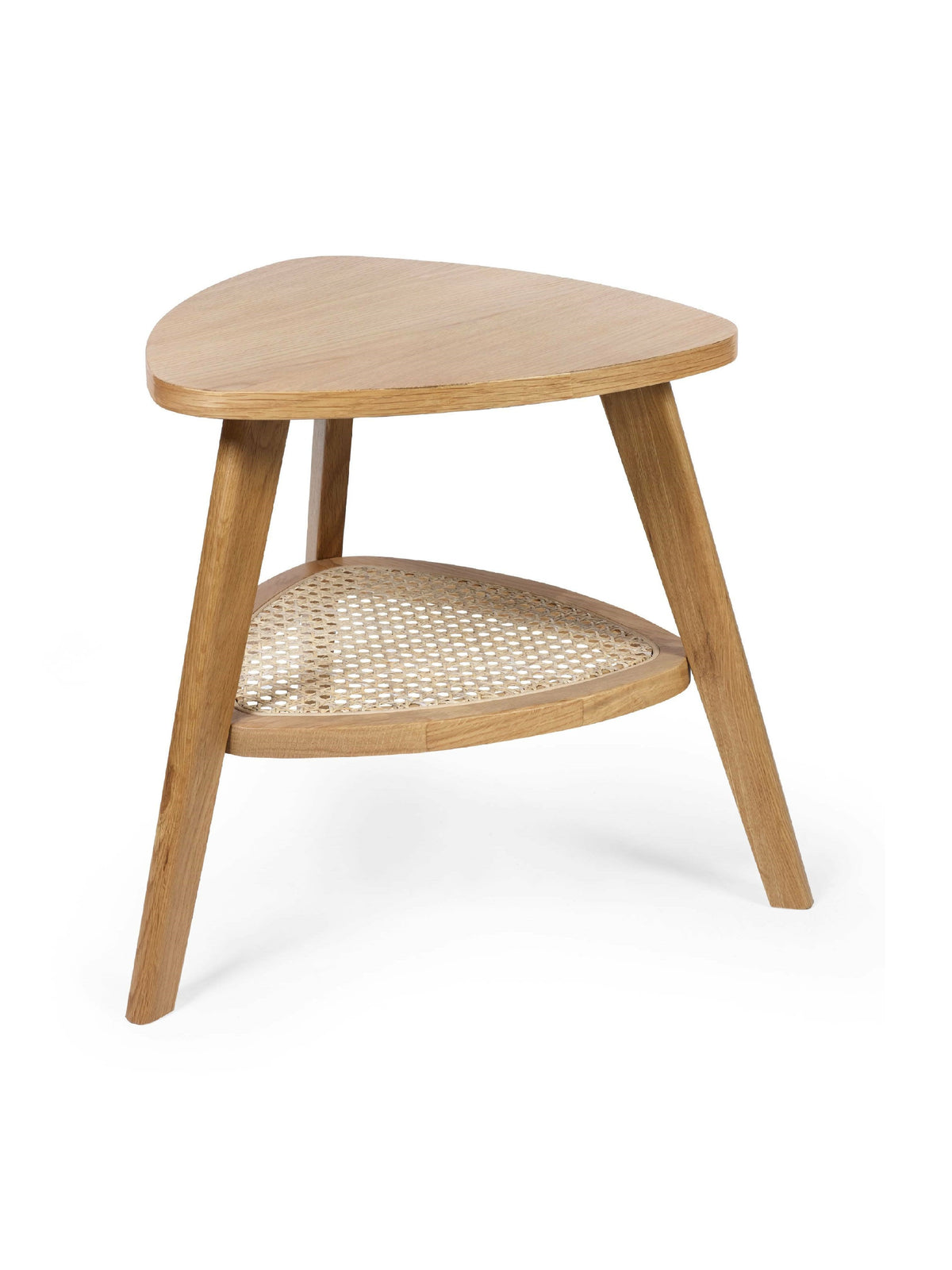 Vera Oak Triangular Side Table with Shelf