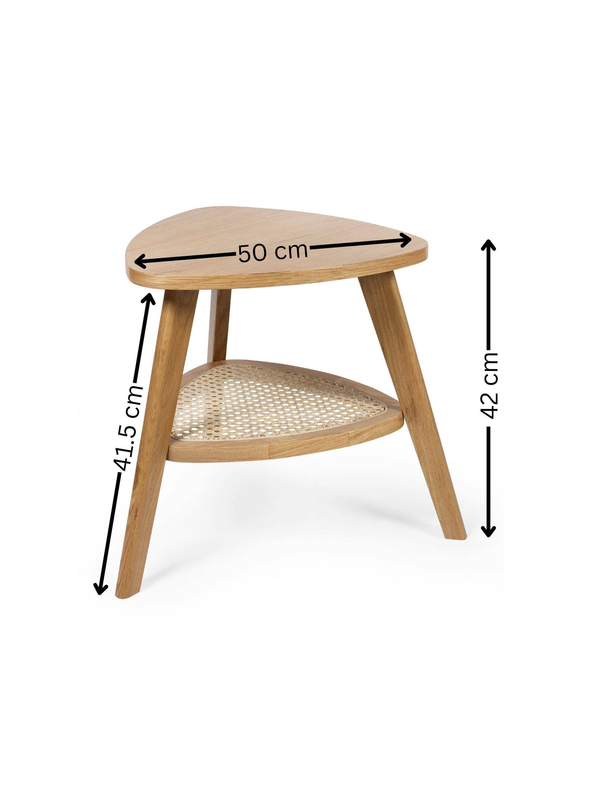 Vera Oak Triangular Side Table with Shelf