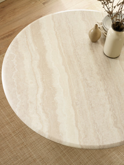 Verona Round Pedestal 4 Seater Dining Table – Cream Marble Effect