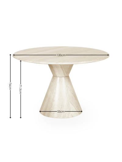 Verona Round Pedestal 4 Seater Dining Table – Cream Marble Effect