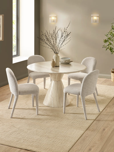 Verona Round Pedestal 4 Seater Dining Table – Cream Marble Effect