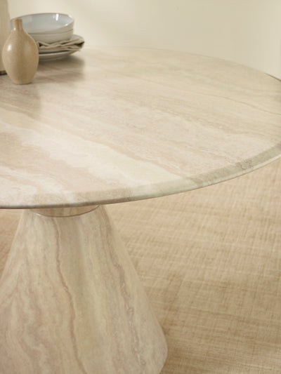 Verona Cream Marble Effect Round Dining Set with 4 Holly Cream Chairs – Cream Marble Effect and Cream Chenille