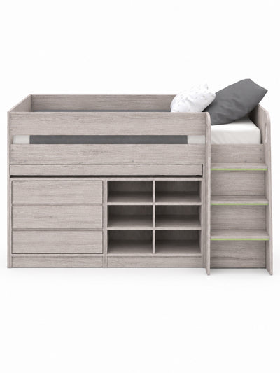 Vespa Mid Sleeper Bed with Desk – Grey Oak Effect