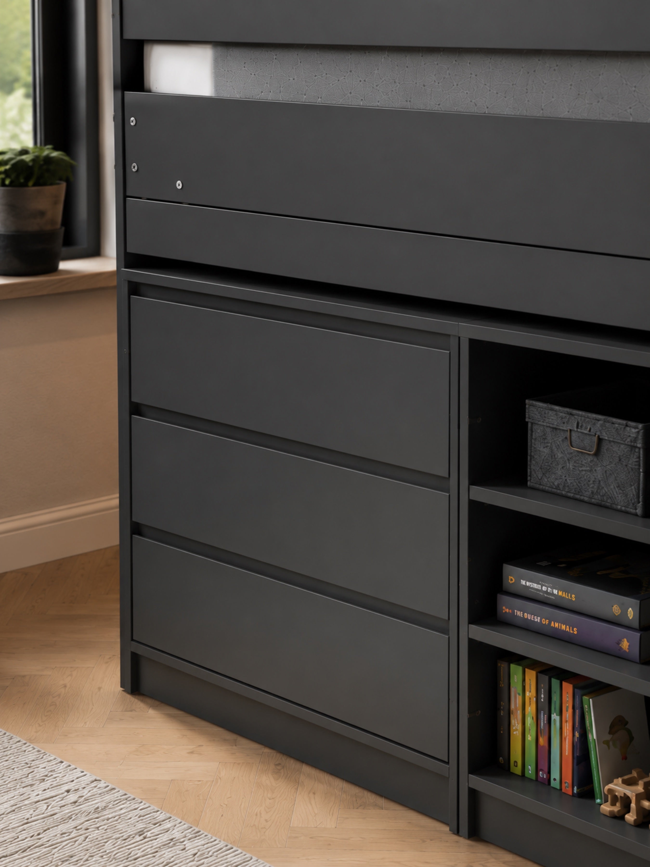 Vespa Mid Sleeper Bed with Desk – Anthracite