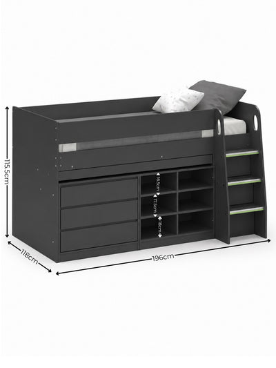 Vespa Mid Sleeper Bed with Desk – Anthracite