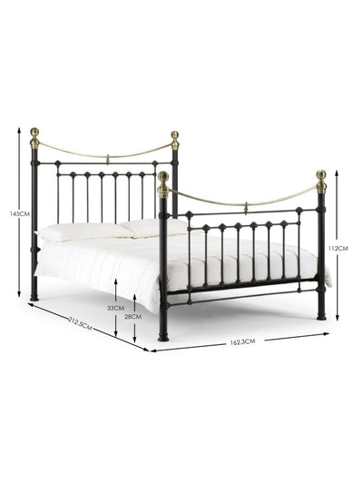Victoria Satin Black Bed Metal Bed - Satin Black With Brass