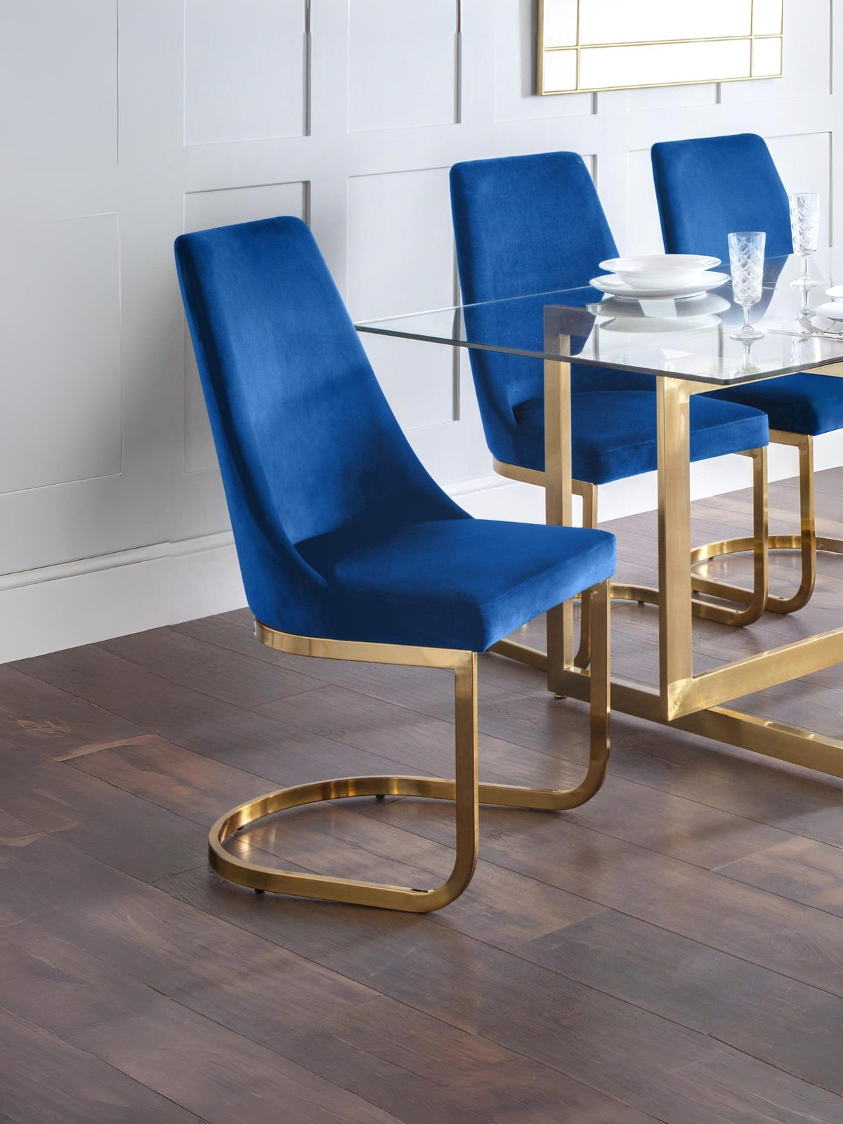 Vittoria Cantilever Dining Chairs - (Blue Set Of 2)