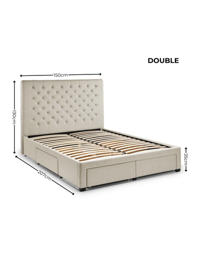 Wilton 4 Drawer Bed – Oatmeal Beige Linen – Oatmeal Linen