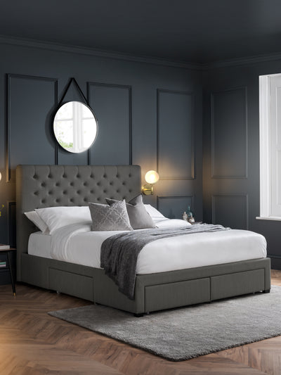 Wilton 4 Drawer Bed – Dark Grey Linen