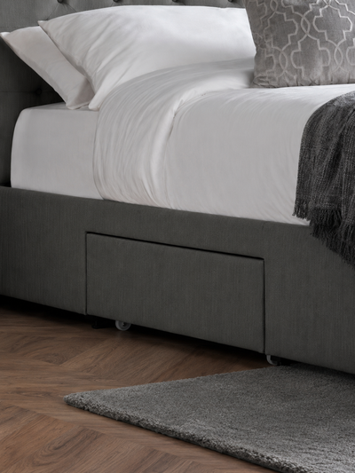 Wilton 4 Drawer Bed – Dark Grey Linen