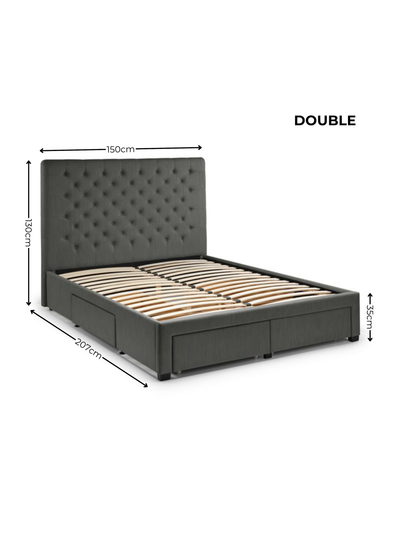 Wilton 4 Drawer Bed – Dark Grey Linen