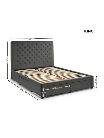 Wilton 4 Drawer Bed – Dark Grey Linen