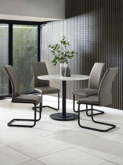 Xavier Grey Upholstered Cantilever Dining Chairs (Set of 4)