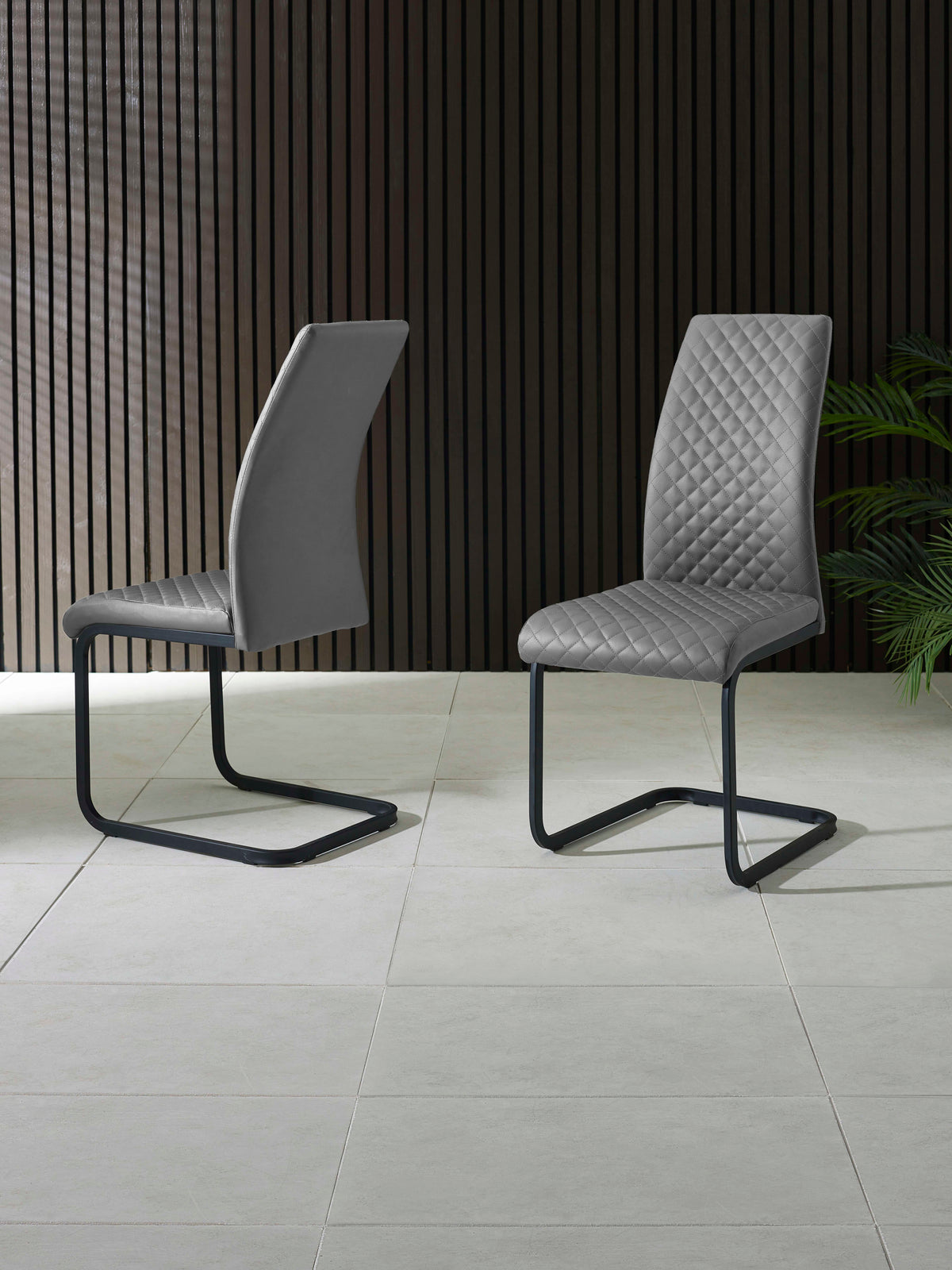 Xavier Grey Upholstered Cantilever Dining Chairs (Set of 4)
